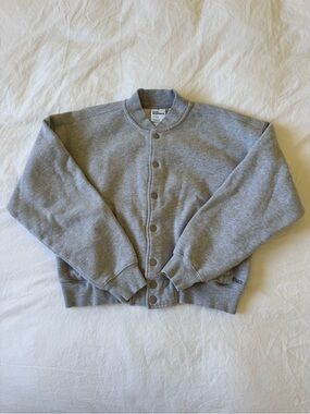 Aritzia TNA Cozy Fleece Boyfriend Boxy Cardigan - Heather Chrome